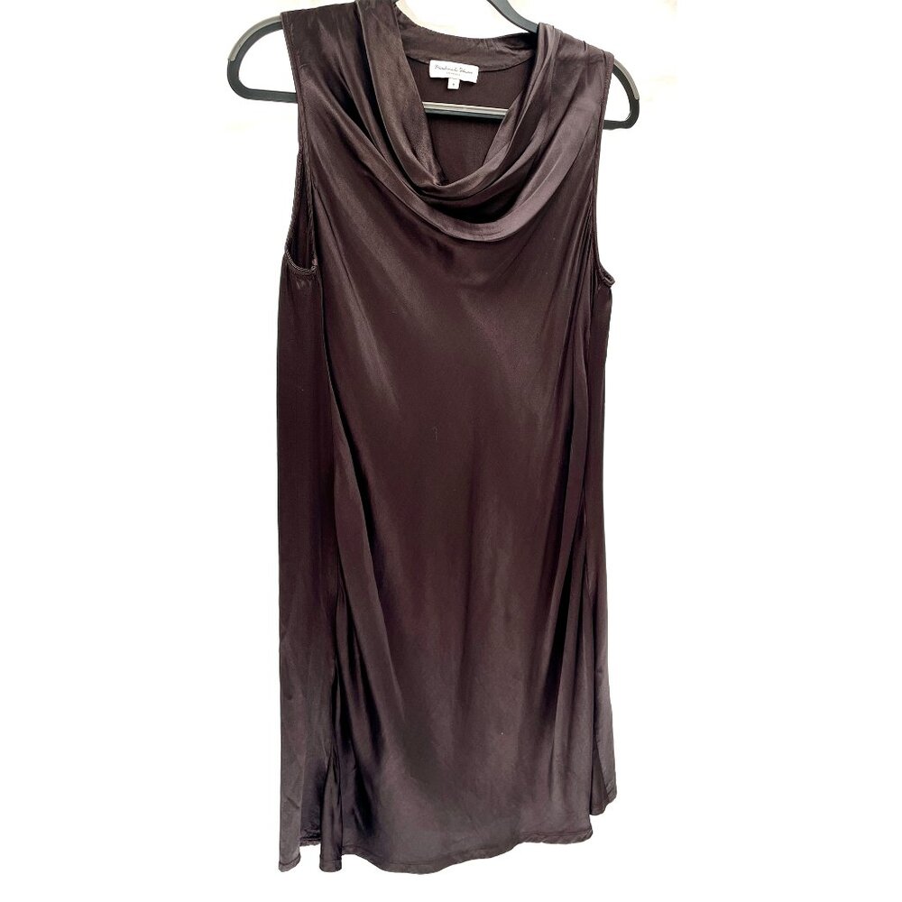 MICHAEL STARS satin Tessa tunic cowl neck cocoa Small NWOT
